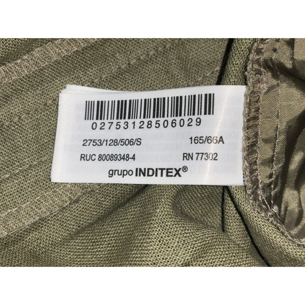 Zara Trousers High Waisted Pleated Linen Blend Gray Green Pants Summer Small